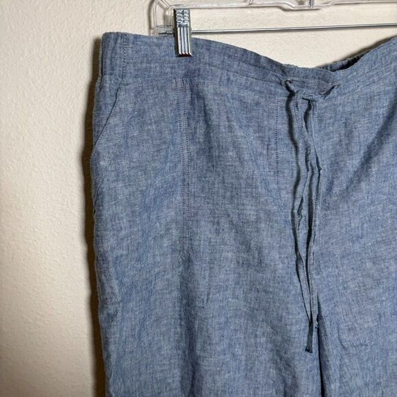 Talbots Shorts Women's 16 Blue Casual Drawstring Linen Blend 7" Inseam - Picture 2 of 9